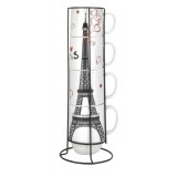 Набор кружек из фарфора 4 шт на подставке 420 мл Limited Edition Paris B1163-09359-4
