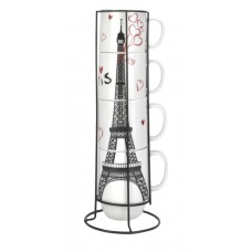 Набор кружек из фарфора 4 шт на подставке 420 мл Limited Edition Paris B1163-09359-4