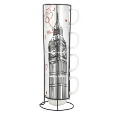 Набор кружек из фарфора 4 шт на подставке 420 мл Limited Edition London B1163-09359-2