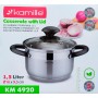 Кастрюля 1.5 л из нержавеющей стали с черными полыми ручками Kamille 4920