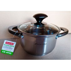 Кастрюля 1.5 л из нержавеющей стали с черными полыми ручками Kamille 4920