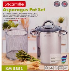 Кастрюля для спаржи 5л 18см с сеткой 16см из нержавеющей стали Kamille 5851