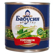 Горошек консервированный "Бабусин продукт" 420 г в жестяной банке ASP