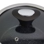 Ковш 1.8л(18см) из алюминия с антипригарным покрытием Black marble и стеклянной крышкой Kamille 4107