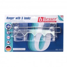 Вешалка из хромированой стали 31.5х4.5х8.5 см на 5 крючков Besser 0177