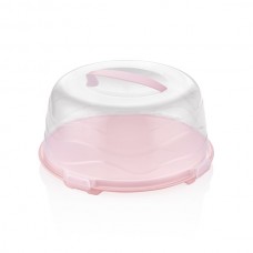 Тортовниця круглая пластиковая 33х16 см Bager Pink BG-452 P