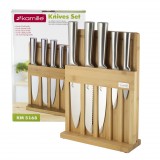 Набор ножей 5 шт из нержавеющей стали и подставка с доской Kamille 5168