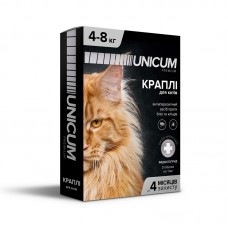 Капли для кошек от блох и клещей на холку 4-8 кг (имидаклоприд)/10 premium Unicum UN-005
