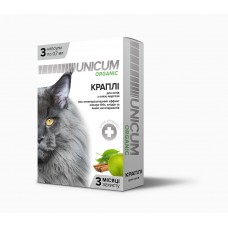 Капли для кошек на натуральной основе для отпугивания блох и клещей Unicum Organic (3 капсулы) UN-025