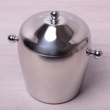 Ведро для льда с крышкой 1.2 л из нержавеющей стали с двумя ручками Kamille 4355